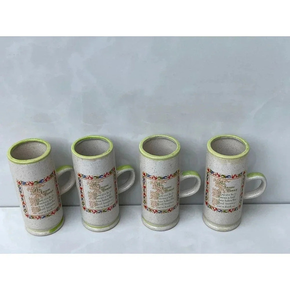 Sanmyro Vintage Irish Toast Stoneware Four Mugs - Picture 1 of 9